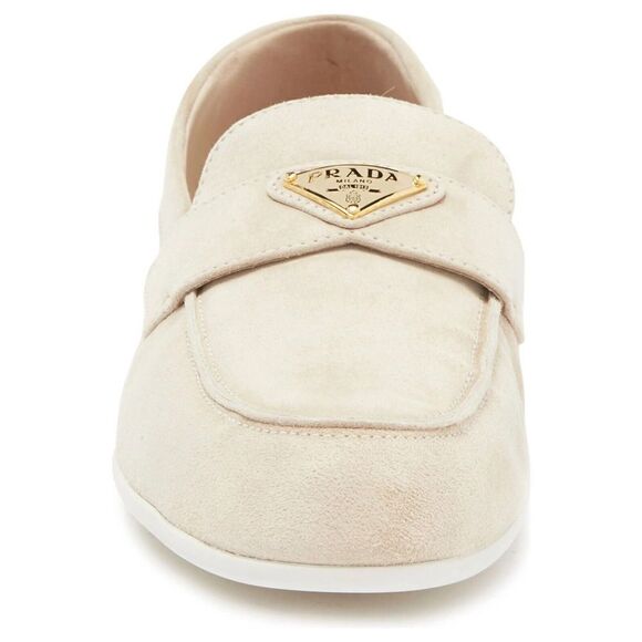 Prada Triangle Logo Suede Loafers Beige 37.5 - Picture 5 of 6